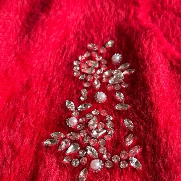 Cyrus Red Embellished Teddy Jacket Size small New with tag - Picture 3 of 8